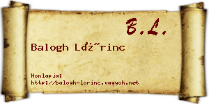 Balogh Lőrinc névjegykártya